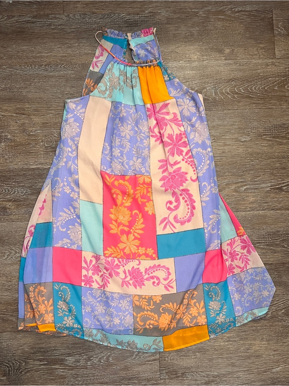Just Taylor Patchwork Floral Halter Dress Multicolor Lined Swing | Size: 8